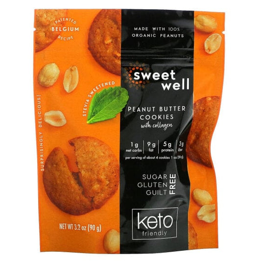 Sweetwell Keto Peanut Butter Cookies with Collagen - 3.2 oz Pack