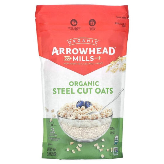 Nutritional and Organic Certification Details on Arrowhead Mills Oats Package