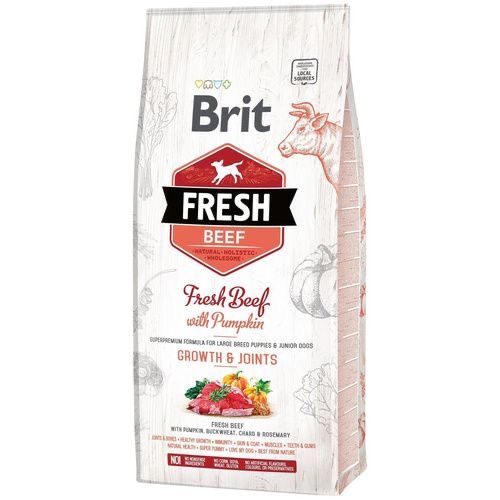 Brit Fresh Beef and Pumpkin Dry Dog Food for Large Breed Puppies - 2.5 kg Bag