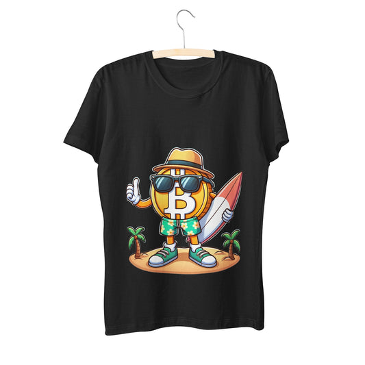 Unisex Short Sleeve T-Shirt with Cheerful Bitcoin Print"