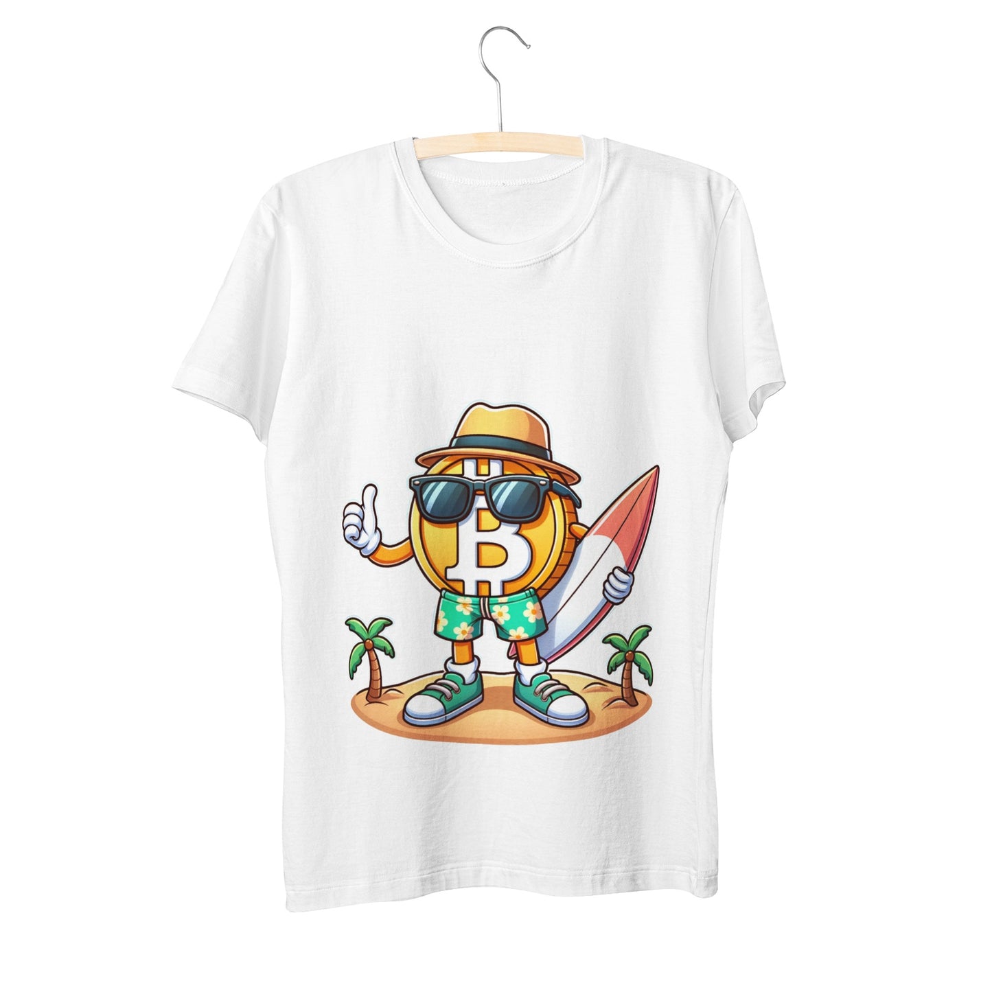 Unisex Short Sleeve T-Shirt with Cheerful Bitcoin Print"