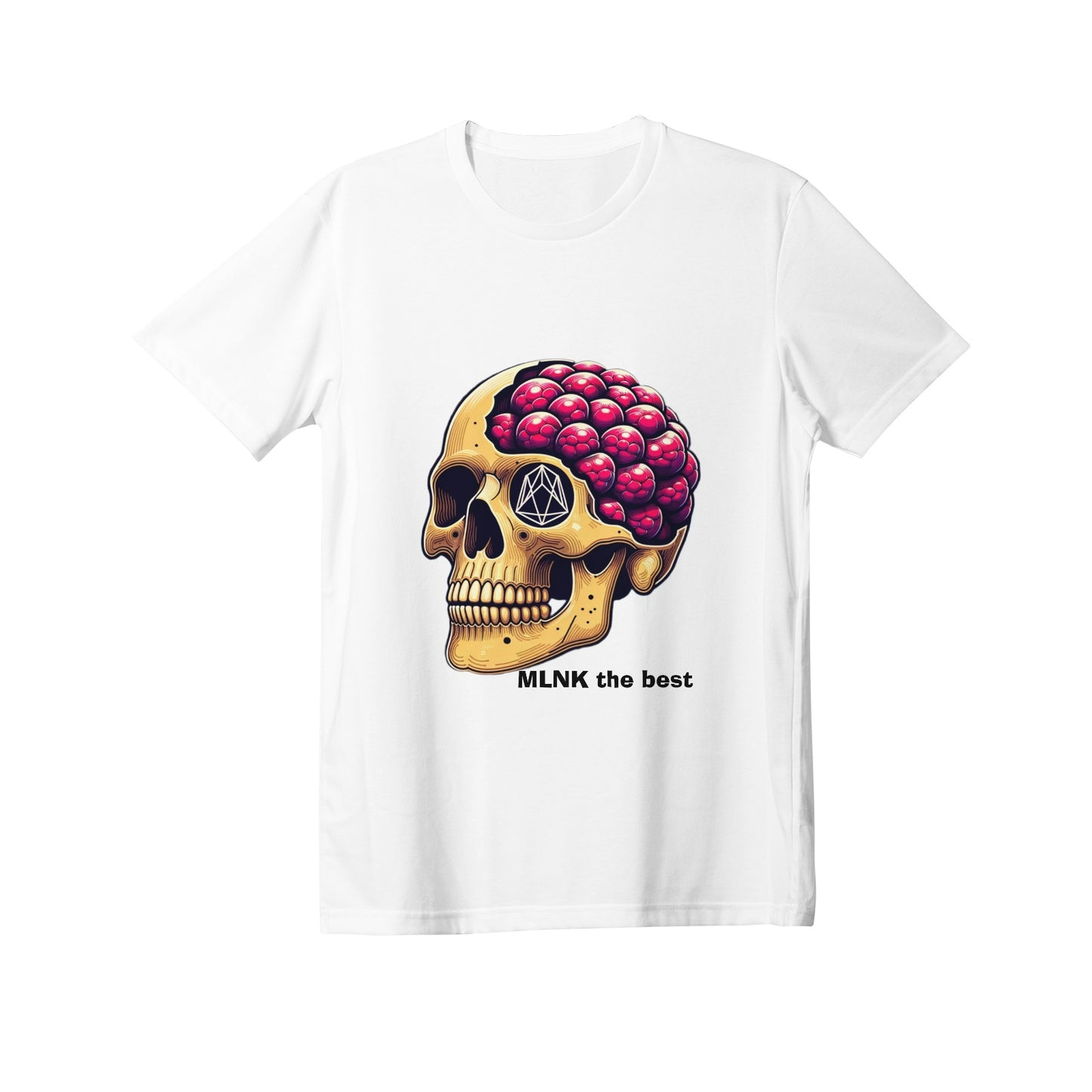 Women's Premium Cotton Aldut T-Shirt with EOS & MLNK Cryptocurrency Skull Print