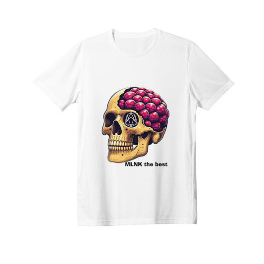 Women's Premium Cotton Aldut T-Shirt with EOS & MLNK Cryptocurrency Skull Print