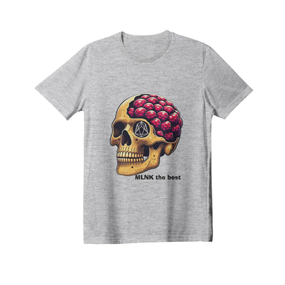 Women's Premium Cotton Aldut T-Shirt with EOS & MLNK Cryptocurrency Skull Print