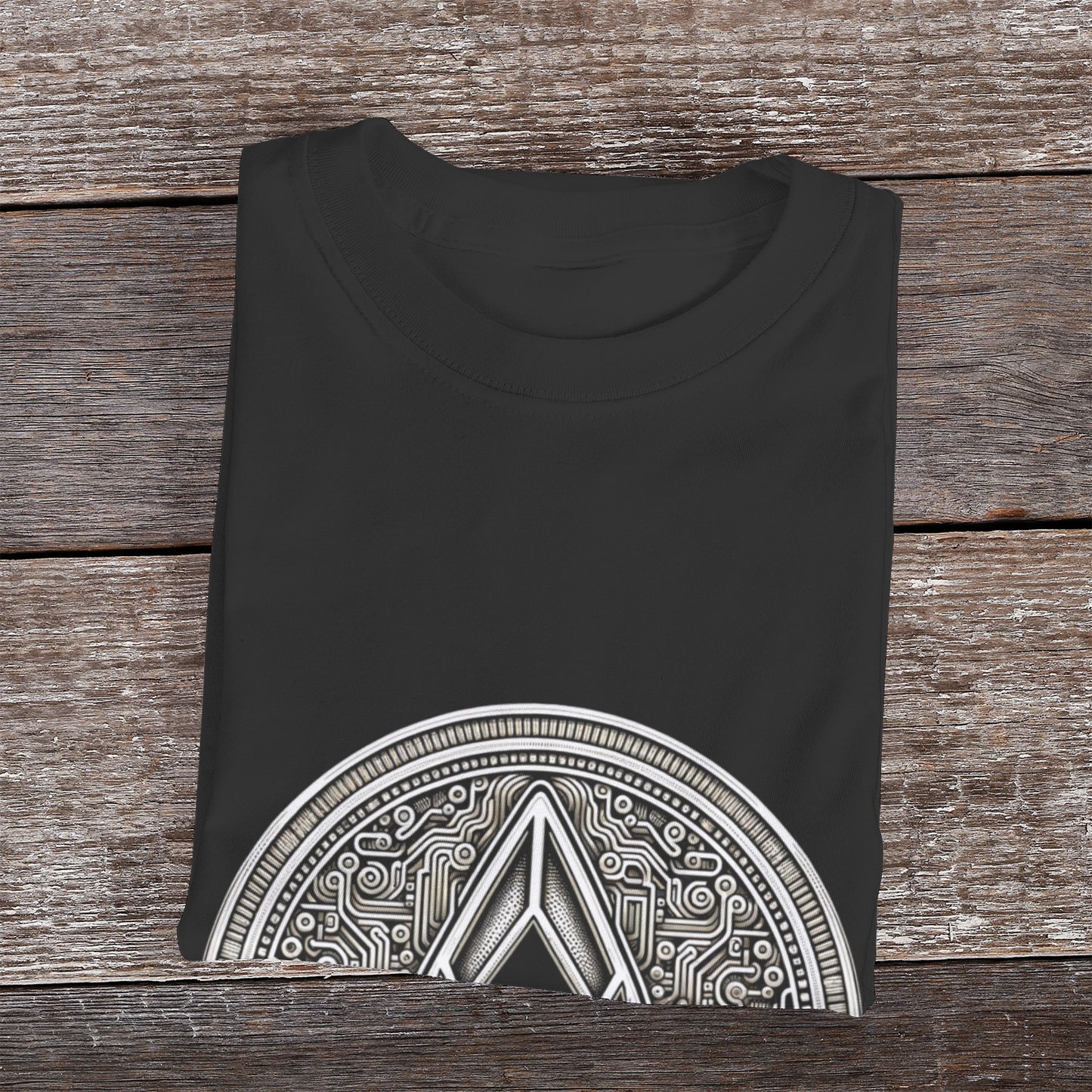 Men's Premium Cotton T-Shirt with EOS Cryptocurrency Print on MLNK Store - A blend of classic comfort and modern crypto style."