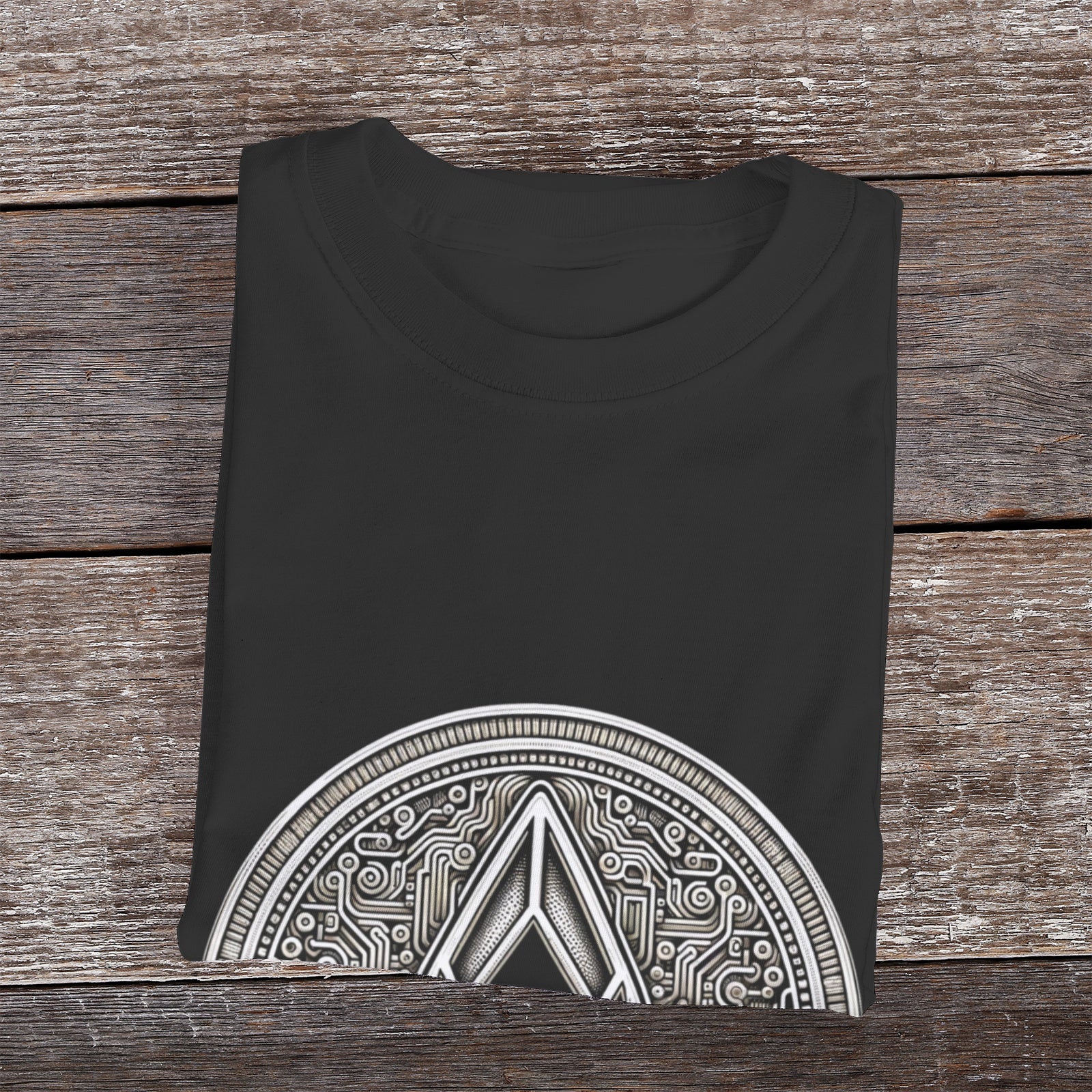 Men's Premium Cotton T-Shirt with EOS Cryptocurrency Print on MLNK Store - A blend of classic comfort and modern crypto style."