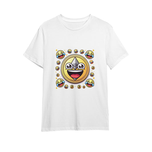 Men's Premium Cotton T-Shirt with Cheerful Ethereum Print